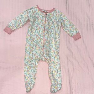 Gerber Floral Footed One Piece with Pink Trim